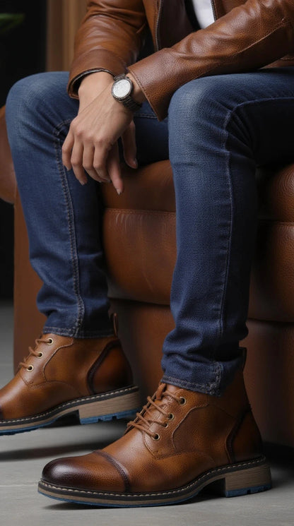 Spring Leather Boots with Zipper Classical Men Boots Fashion Comfortable Ankle Boots