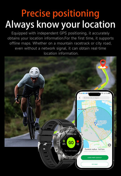 GUHUAVMI GPS Outdoor Smart Watch 1.43 AMOLED Fitness Tracker with Offline Maps Local Music Compass Altimeter Barometer Heart Rate 3ATM BT