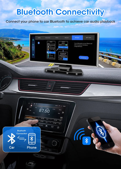 Dash Cam 4K Car DVR Wireless CarPlay & Android Auto GPS Navigation Video Recorder 