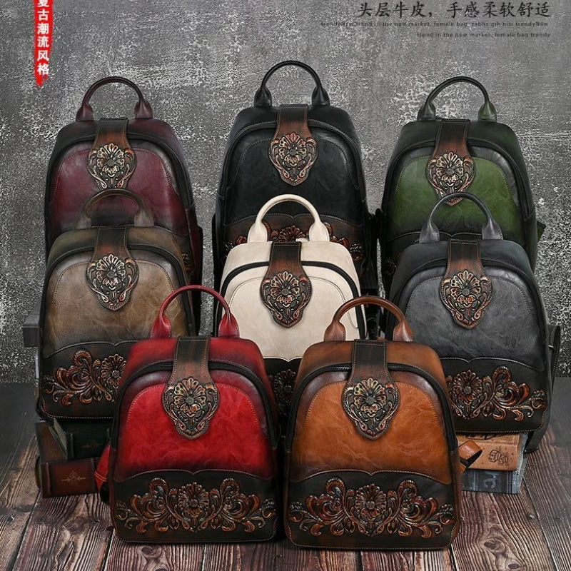 High-Value PU Embossed Fashion Women Backpack Bag Retro