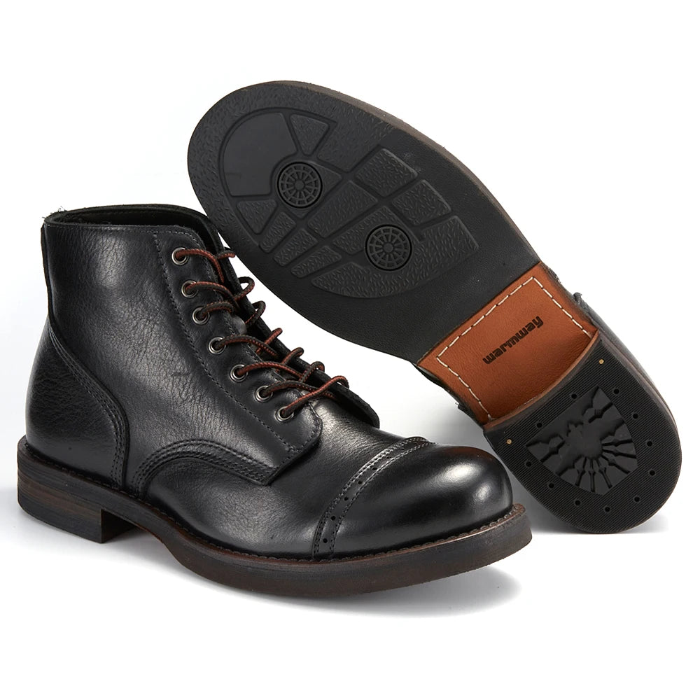 Luxury Classy Handmade Precision Stitch Wear-Resistant Casual Men Boots Genuine Leather Shoes