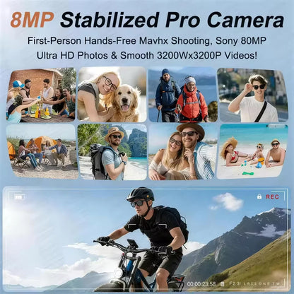 GUHUAVMI AI Smart Glasses 1080P Camera Video Recorder Open Ear Bluetooth Audio Voice Control Wi-Fi Sync Sports