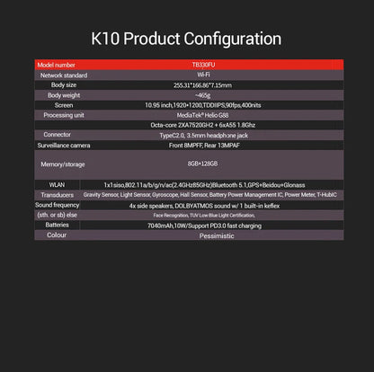 Lenovo Global Rom Tablet K10 M11 WIFI/LTE MTK Helio G88 Multi Language 10.95-inch