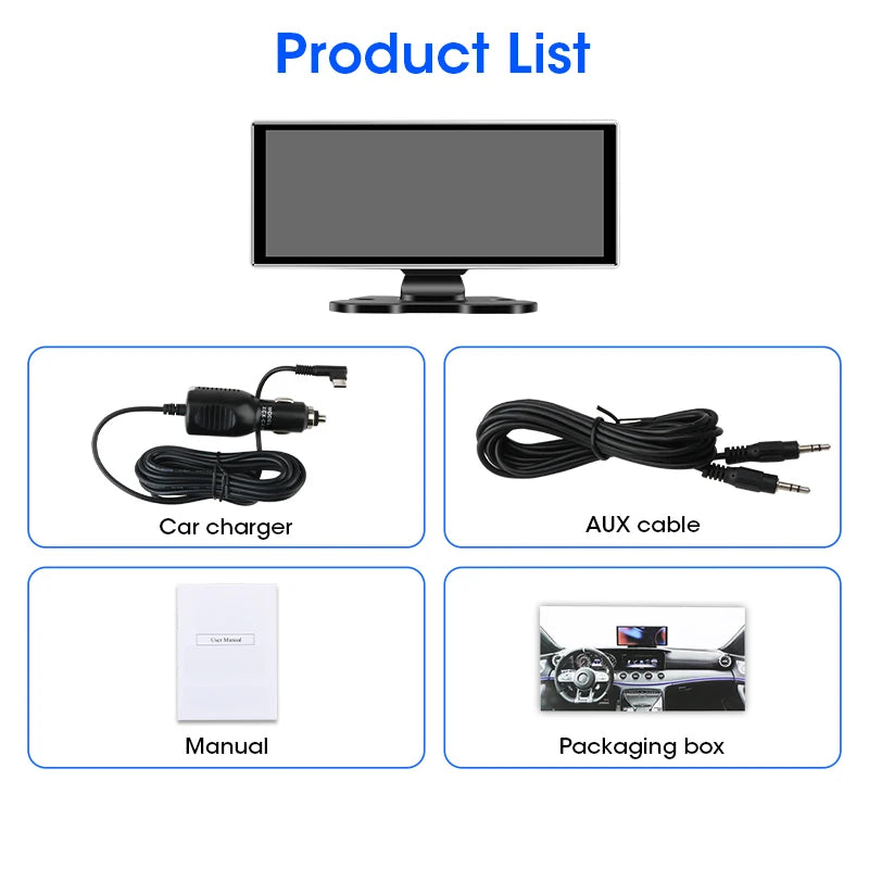 Dash Cam 4K Car DVR Wireless Carplay & Android Auto GPS Navigation Video Recorder 