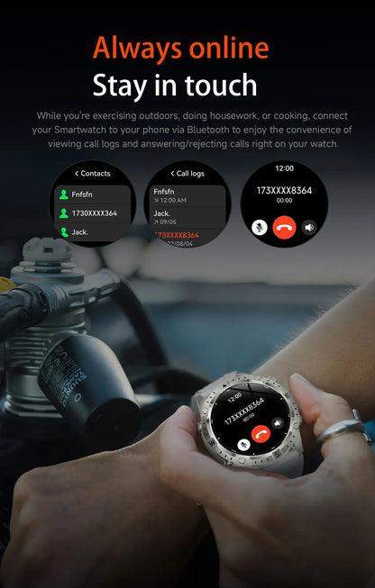 GUHUAVMI GPS Outdoor Smart Watch 1.43 AMOLED Fitness Tracker with Offline Maps Local Music Compass Altimeter Barometer Heart Rate 3ATM BT