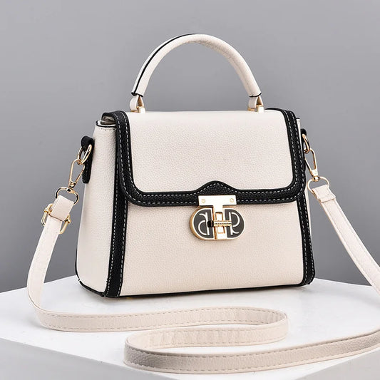 Fashionable Ladies Shoulder Bag Small Square Fresh Crossbody City Simple Style PU Material Lock Buckle Soft Hardness