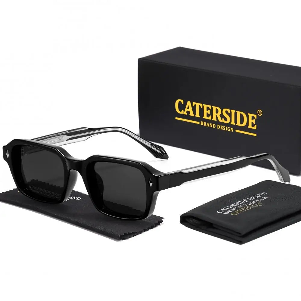 CATERSIDE Unisex Square Frame Sunglasses Retro Punk Personalized Design Sun Glasses Travel Business Festival Gift Eyewear ﻿