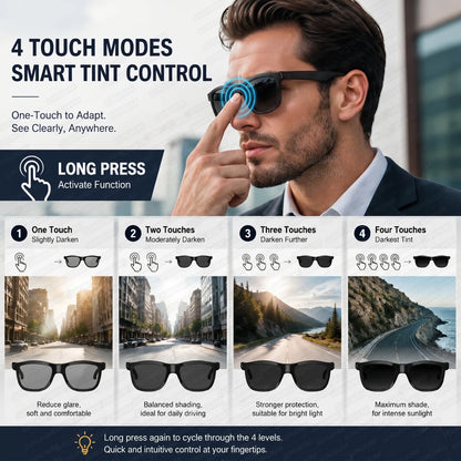 New Touch Color Change Smart Glasses AI Translation Voice Wake-Up Dual Mic Noise Reduction Bluetooth Music IP65 Waterproof