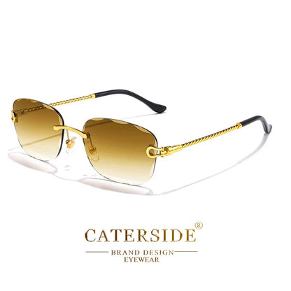CATERSIDE Retro Fashion Sunglasses Women Men Brand Designer Rimless Gradient Sun Glasses Shades