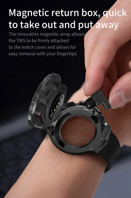 LIGE New TWS 2-In-1 Headset Smart Watch 1.85" Bluetooth Call Men Earphone Smartwatch Heart Rate Health Monitor Music