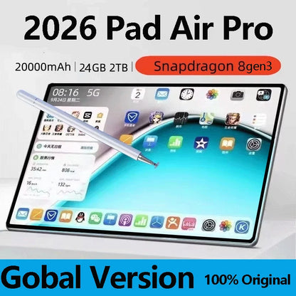 2026 Pad Air Pro tablet with stylus, featuring the Snapdragon 8 Gen 3 processor.