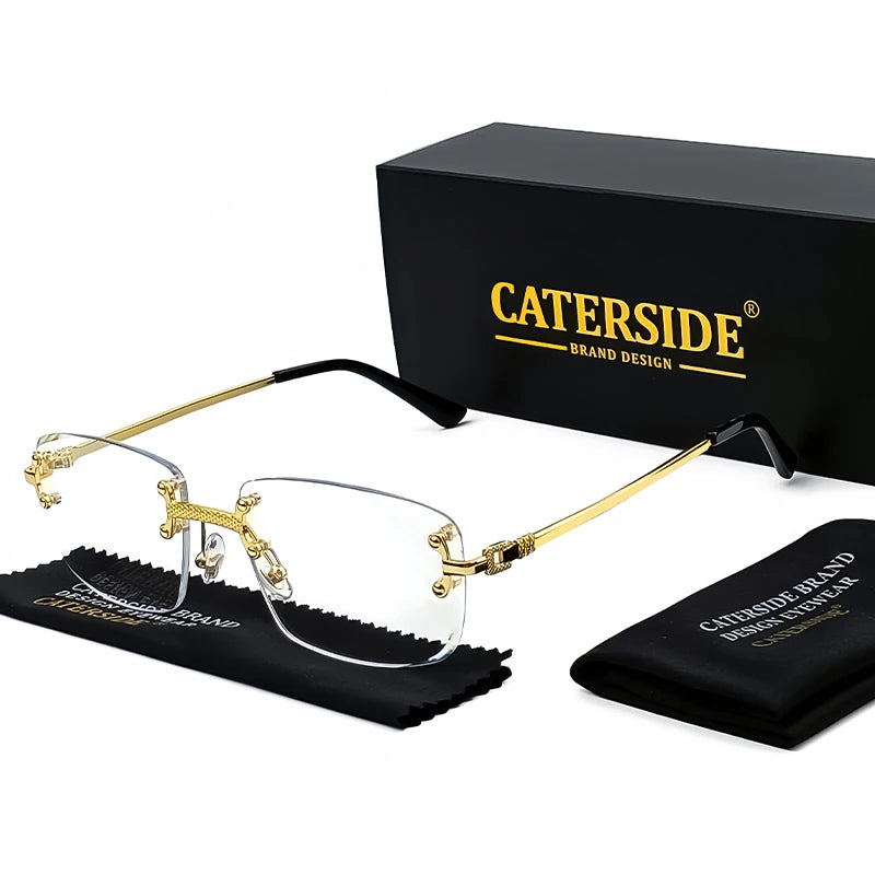 CATERSIDE Punk Rectangle Sunglasses Men Women Luxury Designer Rimless Gradient Lens Metal Sports UV400