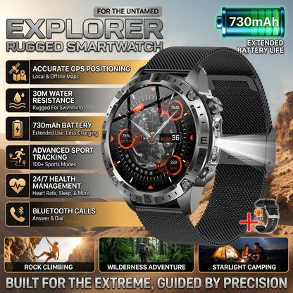 GUHUAVMI GPS Outdoor Smart Watch 1.43 AMOLED Fitness Tracker with Offline Maps Local Music Compass Altimeter Barometer Heart Rate 3ATM BT