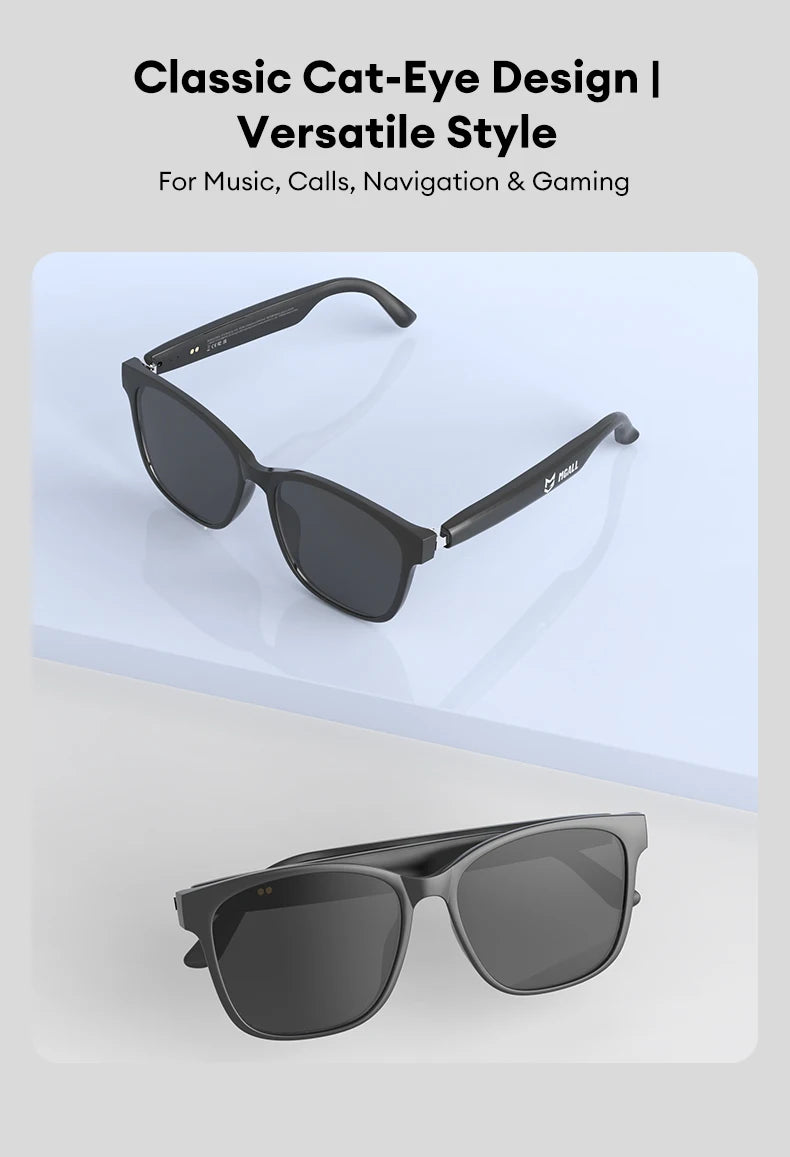MGALL MG-C08 Smart Glasses AI Voice Assistant Bluetooth Sport Headphones Sunglasses Call Music Headphones Conference Record