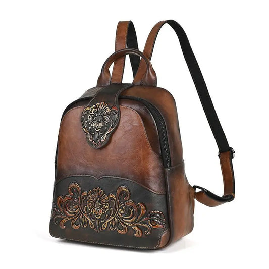 High-Value PU Embossed Fashion Women Backpack Bag Retro
