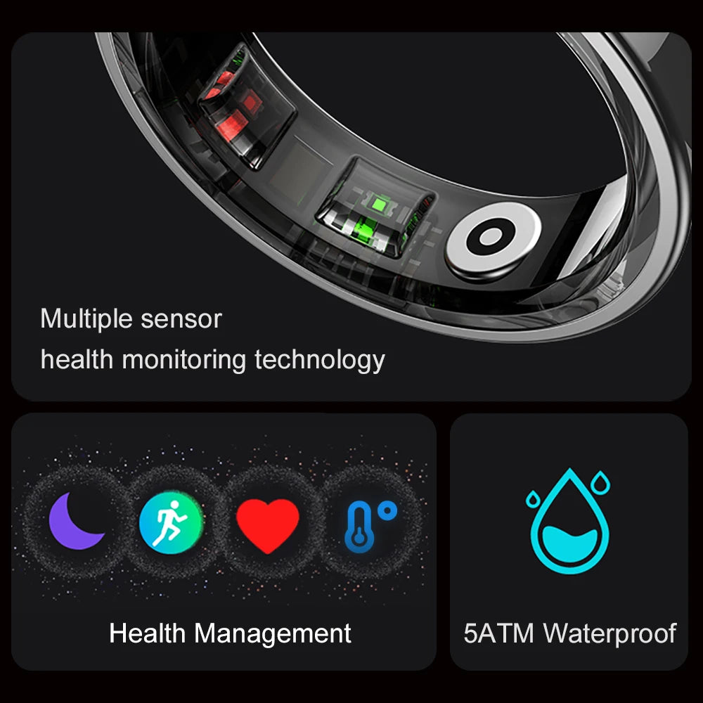 COLMI R09 Smart Ring Men Women with Charging Case, Body Temperature Health and Sleep Monitor For Xiaomi Samsung Phone