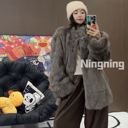 Fancy Rani Natural Fur Coat Women Winter Jacket Real Leather And Fur Bolero
