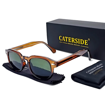 CATERSIDE Retro Round Men Sunglasses Punk Propionic Acid Pin Temple Luxury Sun Glasses Eyewear UV400