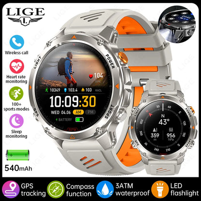 LIGE New Professional GPS Track Sports Smartwatch Outdoor RIDE Run Compass Altimeter 3ATM Fitness Bracelets 540mAh Watches