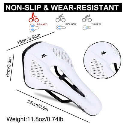 WEST BIKING Bicycle Saddle Comfortable Bike Seat Wear-resistant PU Leather Hollow Road Bicycle Parts Cycling Saddle Bike Cushion