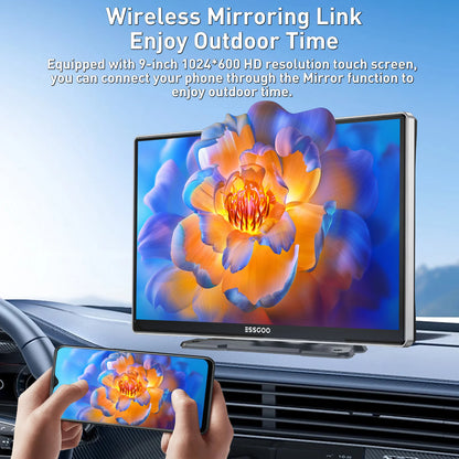 ESSGOO 9 Inch Touch Screen Portable Car Stereo Radio Wireless Apple Carplay Android Auto USB TF Bluetooth Mirror Link