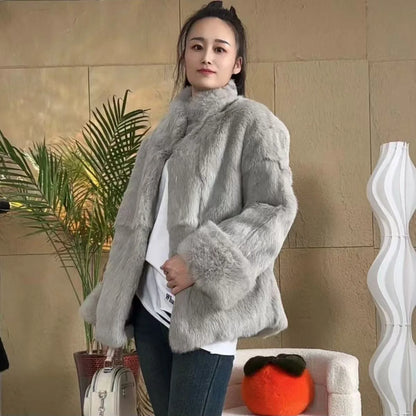 Fancy Rani Natural Fur Coat Women Winter Jacket Real Leather And Fur Bolero