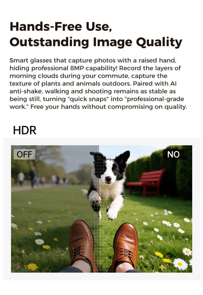 OUIO New Smart Glasses with Camera Video Recording AI Photo Recognition Bluetooth Call Voice Translation Unisex Sunglasses