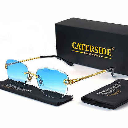 CATERSIDE Retro Fashion Sunglasses Women Men Brand Designer Rimless Gradient Sun Glasses Shades