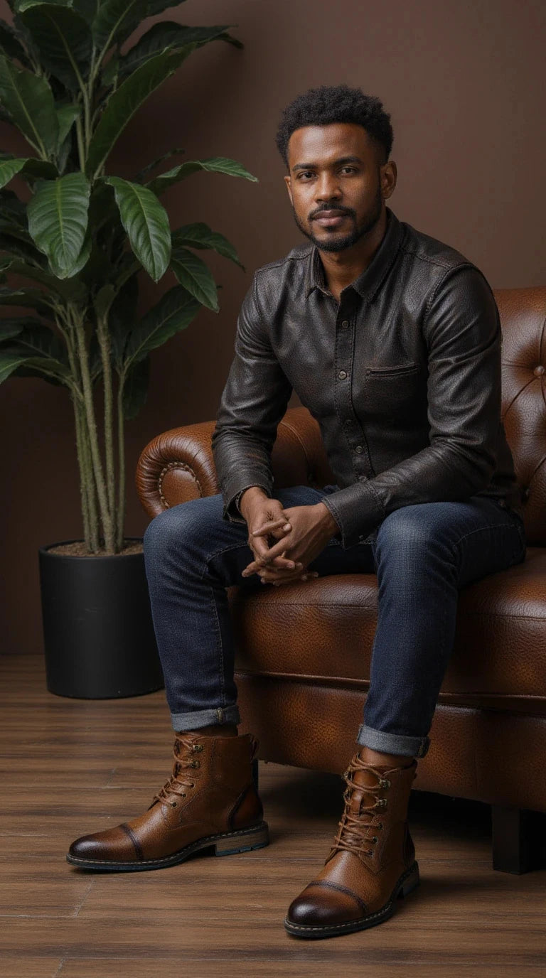 Spring Leather Boots with Zipper Classical Men Boots Fashion Comfortable Ankle Boots