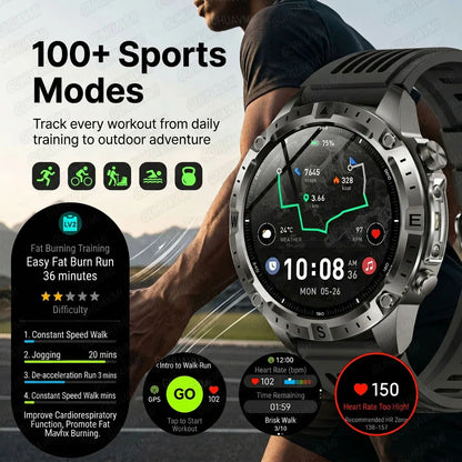 GUHUAVMI GPS Outdoor Smart Watch 1.43 AMOLED Fitness Tracker with Offline Maps Local Music Compass Altimeter Barometer Heart Rate 3ATM BT
