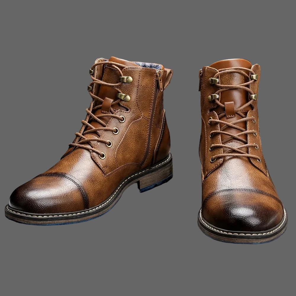 Spring Leather Boots with Zipper Classical Men Boots Fashion Comfortable Ankle Boots