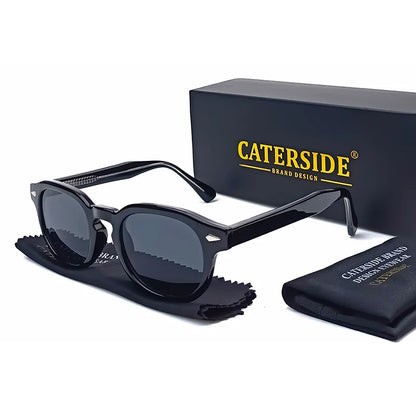 CATERSIDE Retro Round Men Sunglasses Punk Propionic Acid Pin Temple Luxury Sun Glasses Eyewear UV400