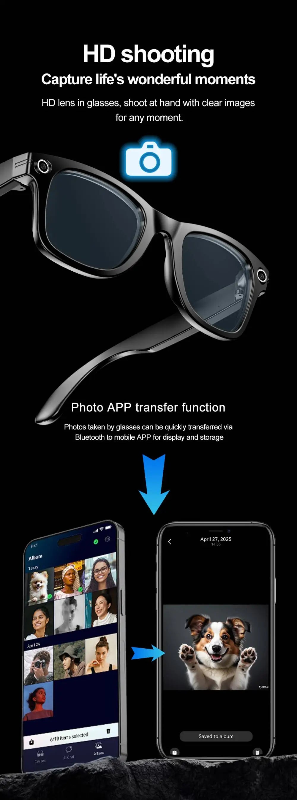LIGE Smart Glasses Photography Video AI Intelligent Interactive Translation IOS Andirod Glasses