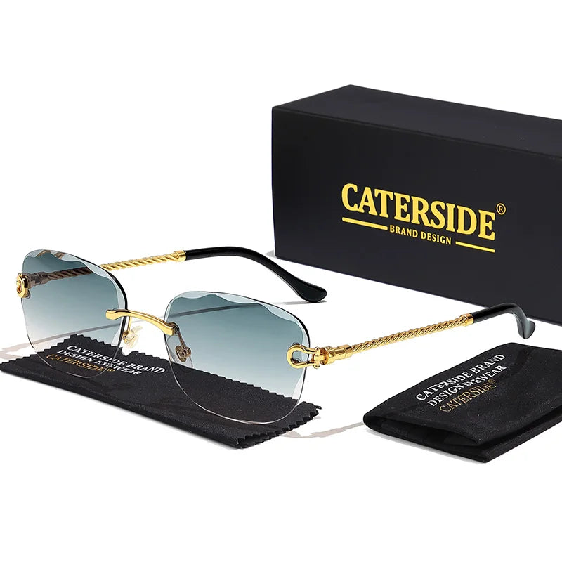 CATERSIDE Retro Fashion Sunglasses Women Men Brand Designer Rimless Gradient Sun Glasses Shades
