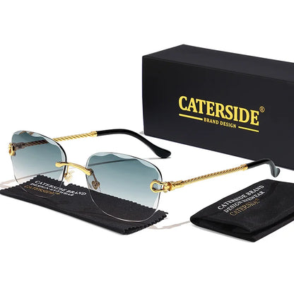 CATERSIDE Retro Fashion Sunglasses Women Men Brand Designer Rimless Gradient Sun Glasses Shades