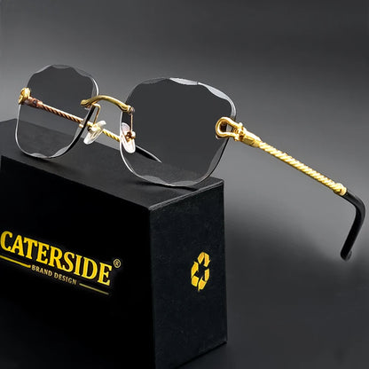 CATERSIDE Retro Fashion Sunglasses Women Men Brand Designer Rimless Gradient Sun Glasses Shades