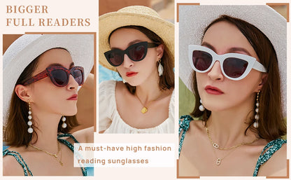 MARE AZZURO Reading Sunglasses Women Vintage Computer Glasses For Farsightedness Cat Eye Magnifying Readers