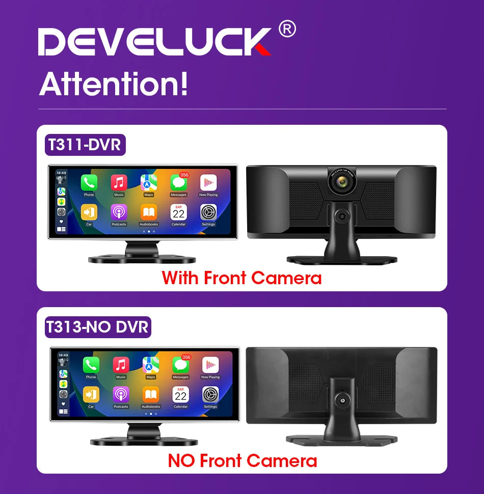 Dash Cam 4K Car DVR Wireless Carplay & Android Auto GPS Navigation Video Recorder 