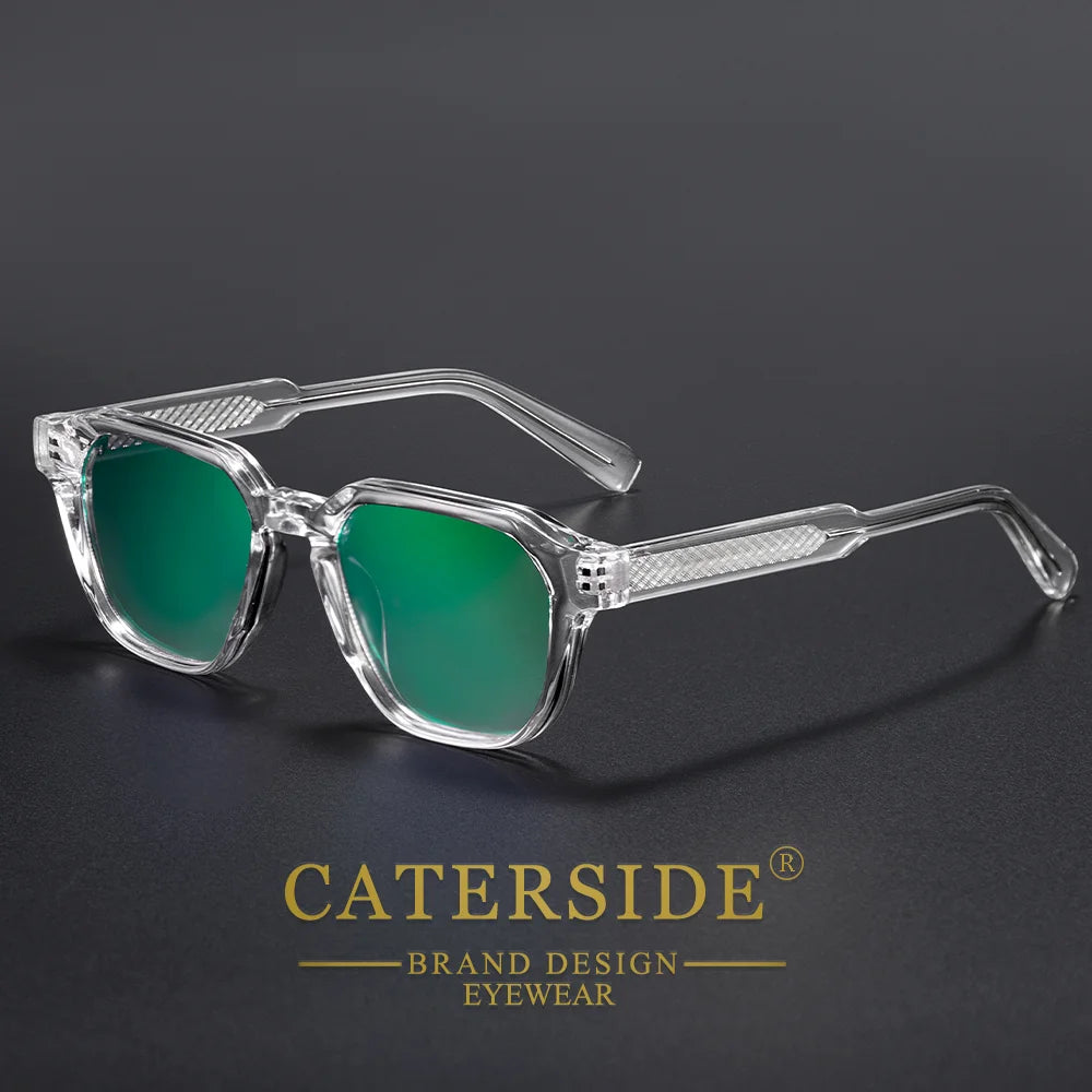 CATERSIDE Men Women Fashion square Frame Sunglasses Daily Wear UV400 Protection Eyewear PC Frame Propionate Pin Legs