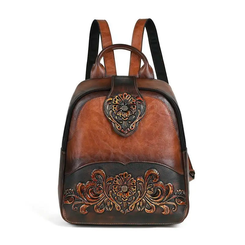 High-Value PU Embossed Fashion Women Backpack Bag Retro