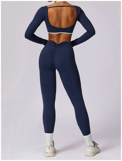 2Pcs Gym Set Women Workout Backless Yoga Suit Running Legging Fitness Bra Sports Suit Female