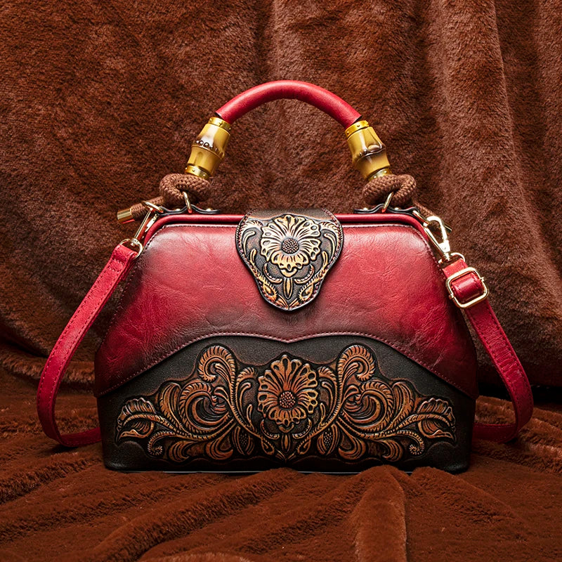 2026 Retro Embossed Women's Crossbody Handbag Large Capacity Versatile Single-Shoulder Bag