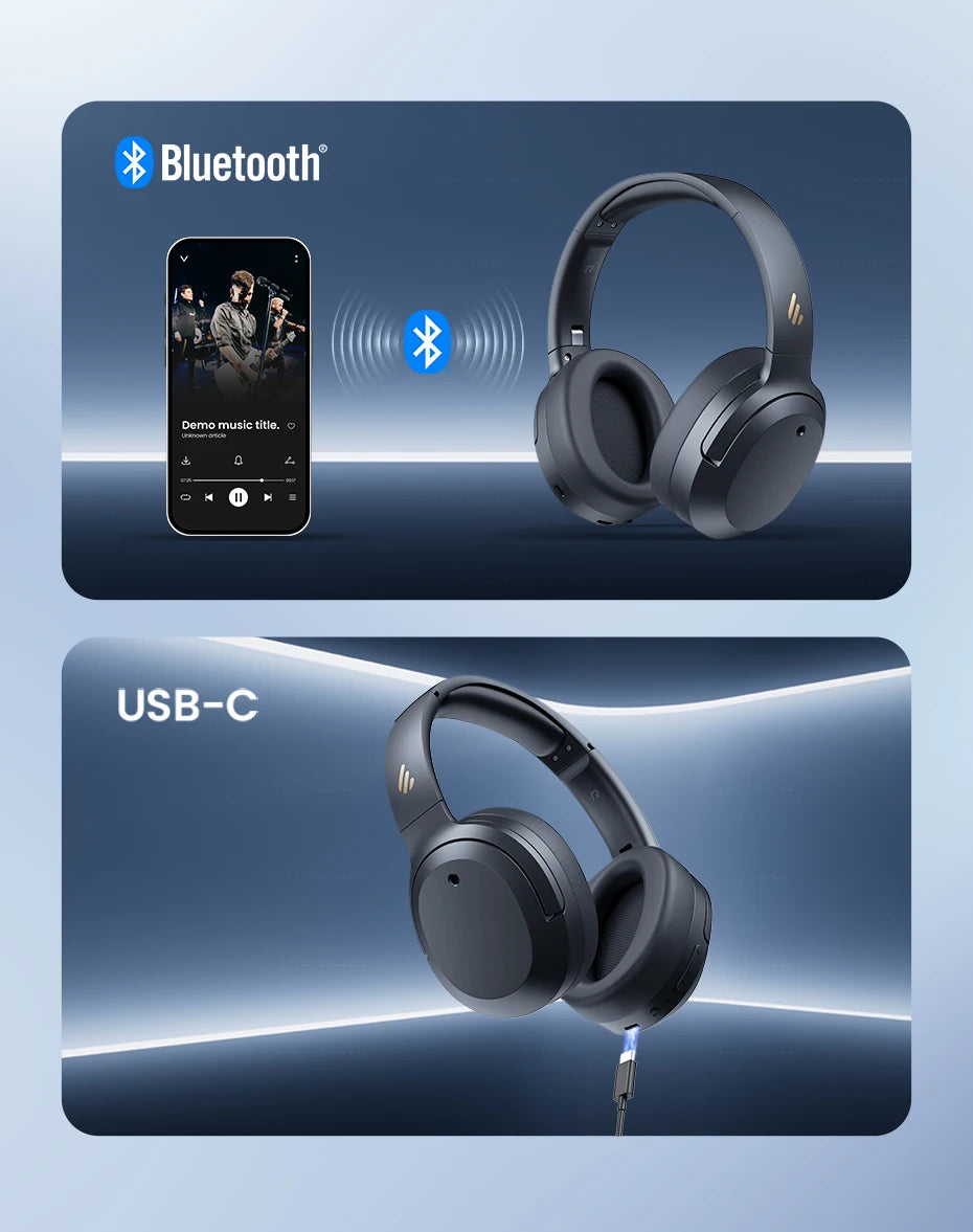 Edifier ANC Wireless Headphone Bluetooth 6.1 Over-ear Headset -49dB Noise Cancelling Earphone Hi-Res Audio