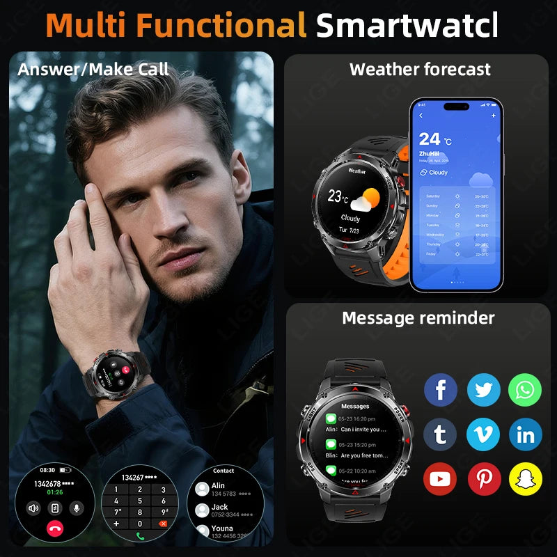 LIGE New Professional GPS Track Sports Smartwatch