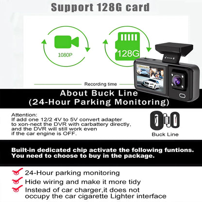 WIFI Car DVR HD 1080P Cabin Vehicle Dash Cam Three Way Camera DVRs Recorder Video