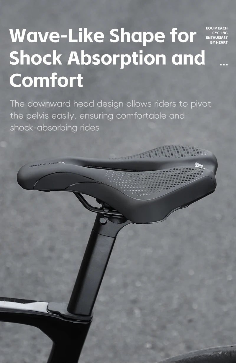 WEST BIKING Bicycle Saddle Comfortable Bike Seat Wear-resistant PU Leather Hollow Road Bicycle Parts Cycling Saddle Bike Cushion