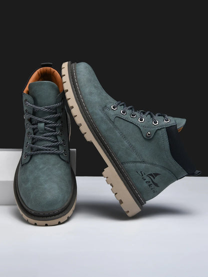 Handmade Men's Ankle Boots Genuine Leather Winter Leather Shoes Outdoor High Top Hiking Boots Sneakers