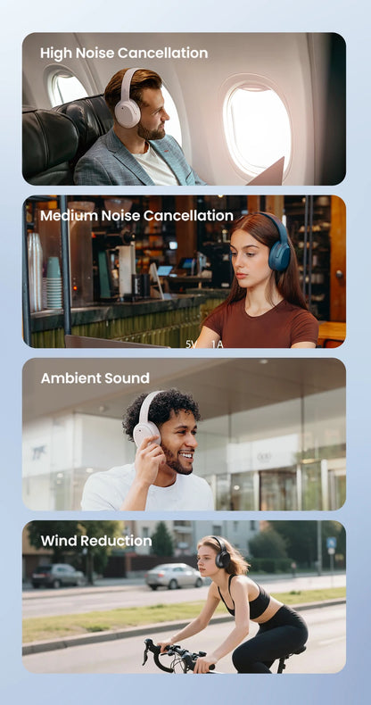 Edifier ANC Wireless Headphone Bluetooth 6.1 Over-ear Headset -49dB Noise Cancelling Earphone Hi-Res Audio