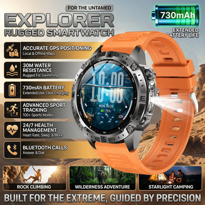 GUHUAVMI GPS Outdoor Smart Watch 1.43 AMOLED Fitness Tracker with Offline Maps Local Music Compass Altimeter Barometer Heart Rate 3ATM BT