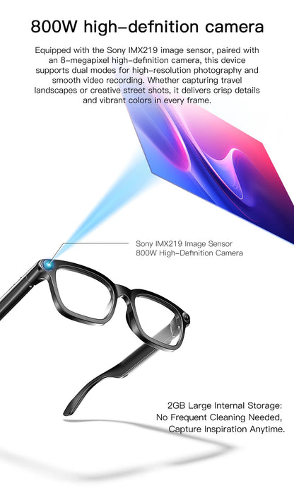 LIGE Smart Glasses HD Photo Video Open AI Record Translation Touch Photochromic Lenses Bluetooth Call Music Multifunction Glasses